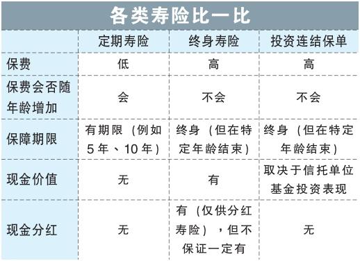 iMoney 各类寿险比一比