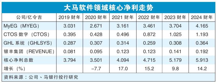 大马软件领域核心净利走势