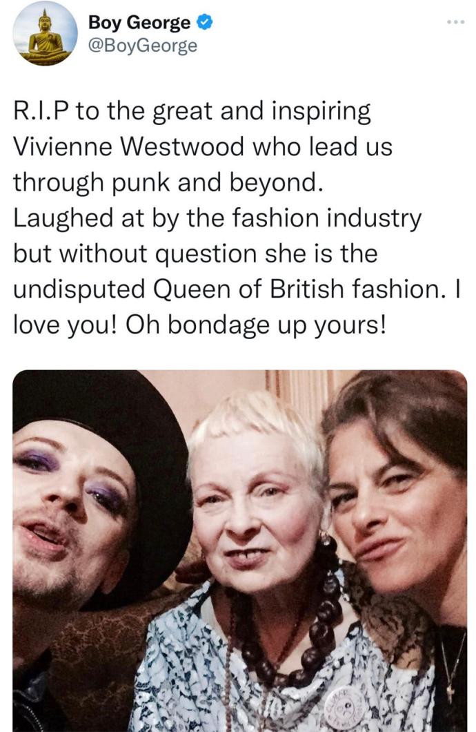 Vivienne Westwood, 黄伟文, 西太后, 庞克教母, 服装时尚设计师, 薇薇安韦斯特伍德, Victoria Beckham, Boy George, Kim Cattrall, Rose McGowan, Jamie Lee Curtis, David Beckham, 