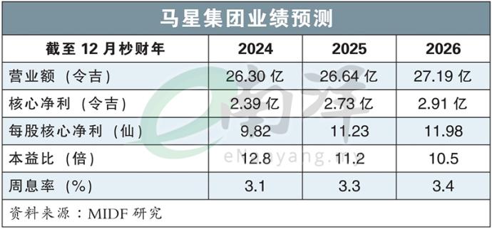 马星集团业绩预测