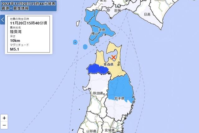 日本陆奥湾发生地震