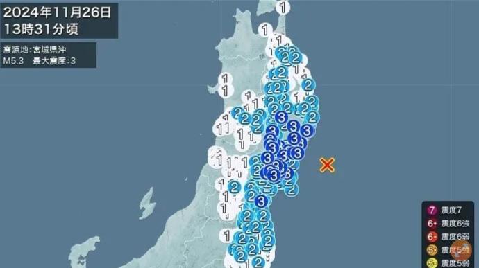 日本东北地方宫城县外海地震