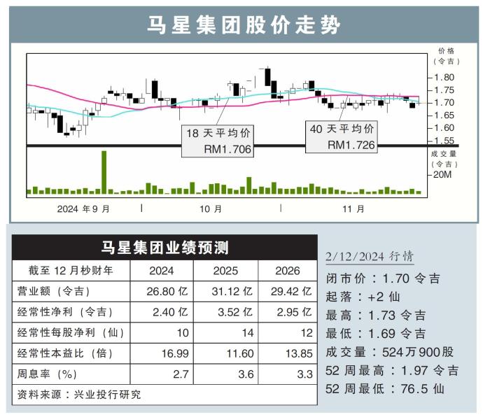 马星集团股价走势02/12/24