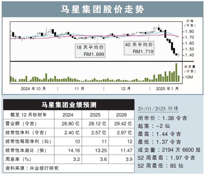 马星集团股价走势