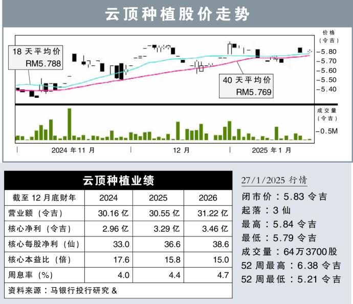 云顶种植股价走势