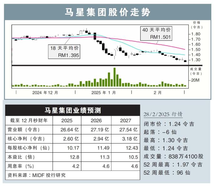 马星集团股价走势28/2/25