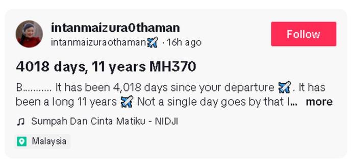 MH370机组人员妻 英旦麦祖拉