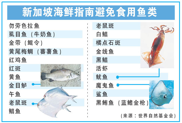 新加坡海鲜指南出炉多种鱼类 避免食用