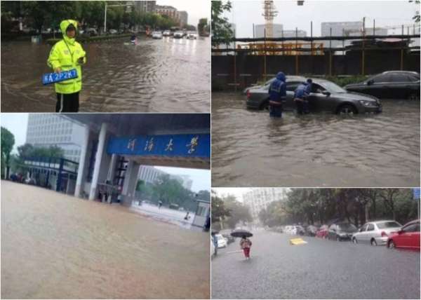 江苏受暴雨侵袭，多个地区出现水浸。（网上图片）